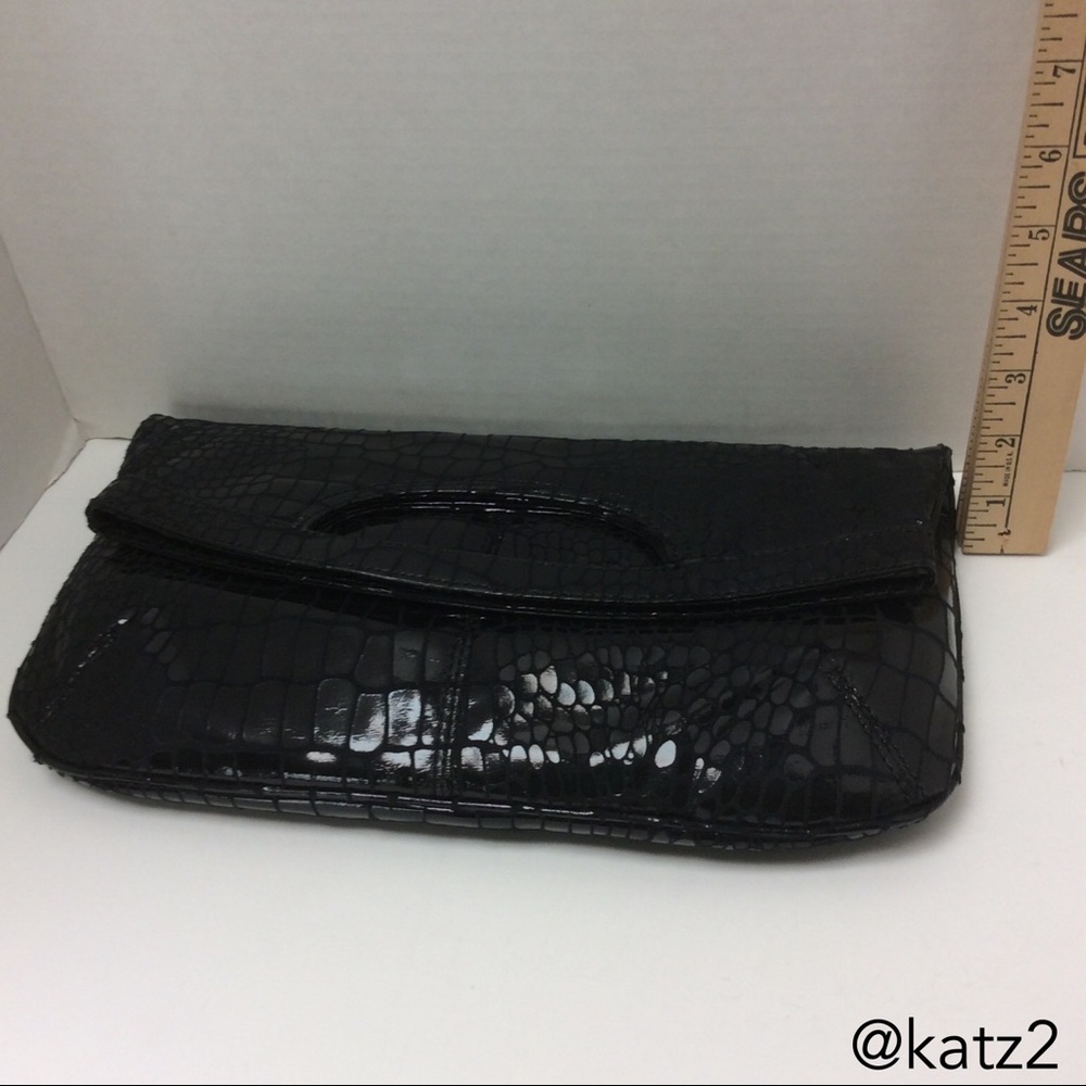 Nine West Black Reptile-look Fold Em Clutch - Picture 8 of 9